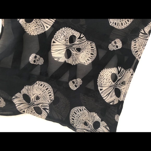 Sheer Tribal Skull Blouse w/ Open Back, size S - Picture 3 of 7